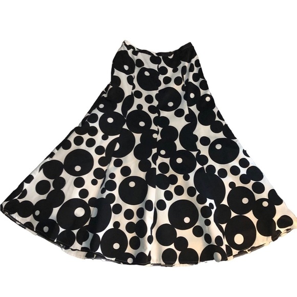 Venus Black White Printed Satin Full Maxi Skirt Sz. 6 Event Wedding Cocktail - Picture 1 of 6